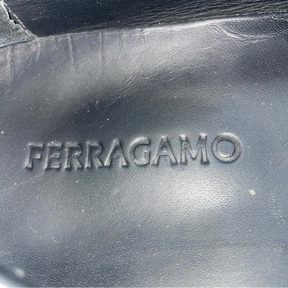 Ferragamo Size 10.5 EE Wide Gancini Leather Driving Loafers Shoes Black